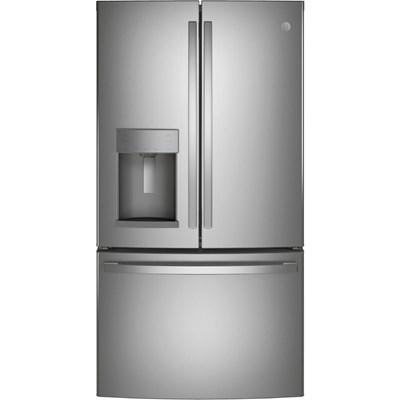 36-inch, 27.8 cu.ft. Freestanding French 3-Door Refrigerator with Ice and Water Dispensing System (GFE28GMKES)