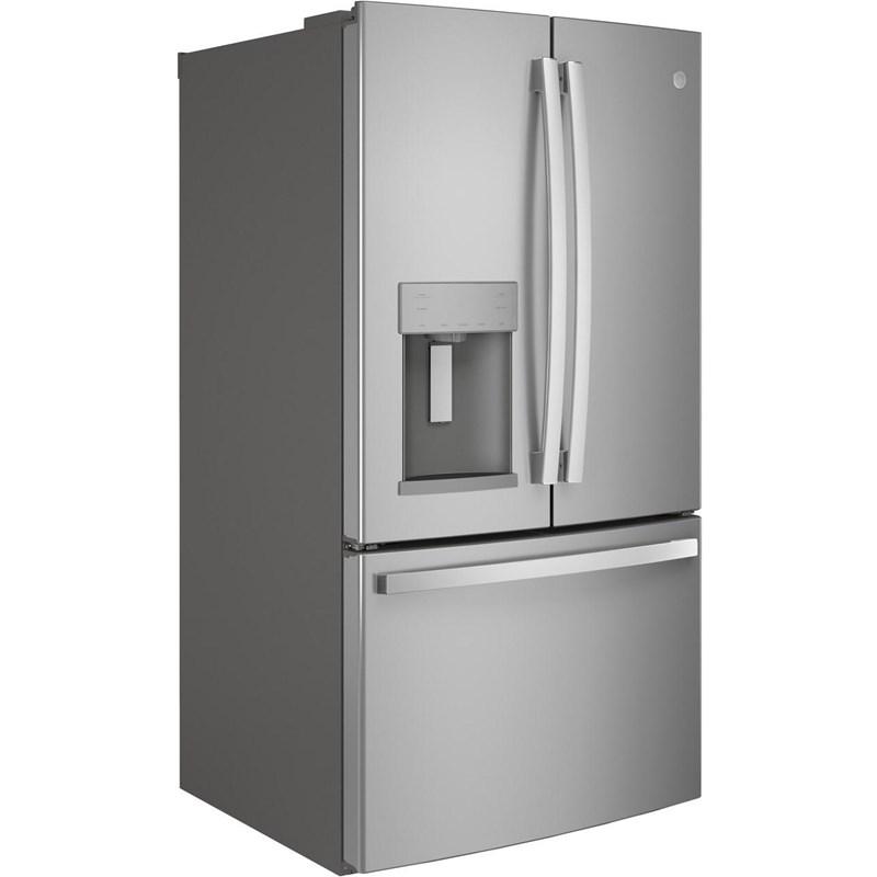 36-inch, 27.8 cu.ft. Freestanding French 3-Door Refrigerator with Ice and Water Dispensing System (GFE28GYNFS)