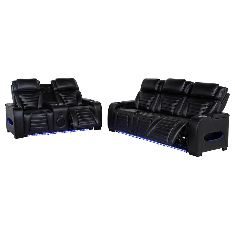 Zuma Faux Leather Dual Power LED Sofa Set