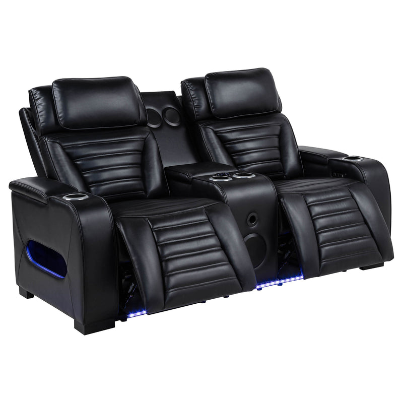 Zuma Faux Leather Dual Power LED Sofa Set