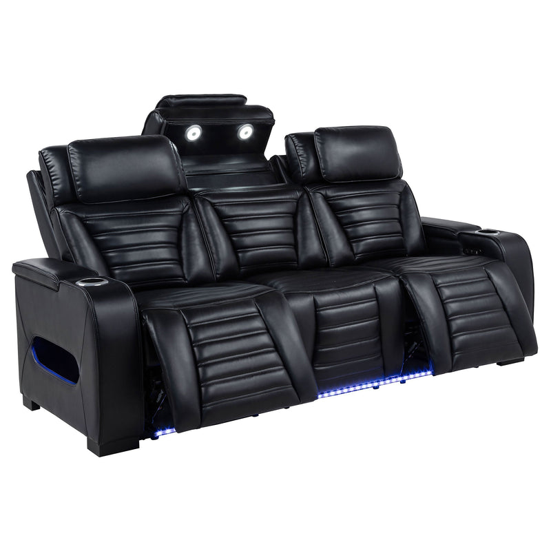 Zuma Faux Leather Dual Power LED Sofa Set