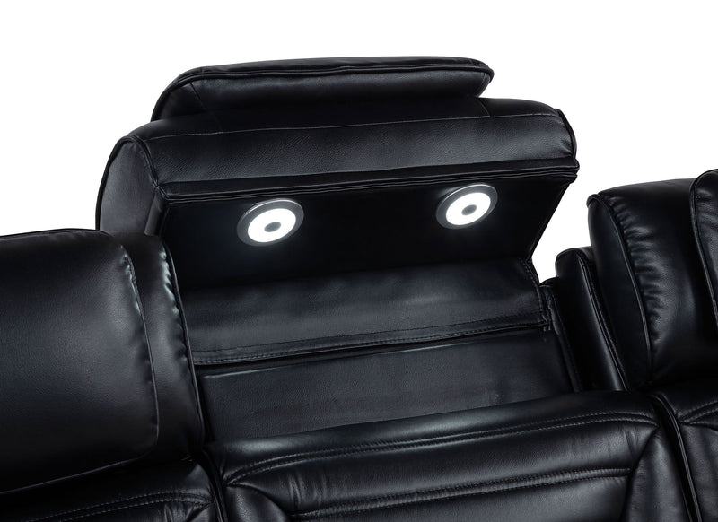 Zuma Faux Leather Dual Power LED Sofa Set