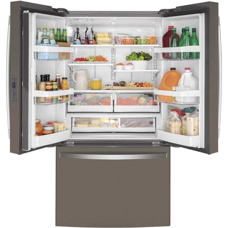 36-inch, 23.1 cu.ft. Counter-Depth French 3-Door Refrigerator with Interior Ice Maker (GWE23GMNES)