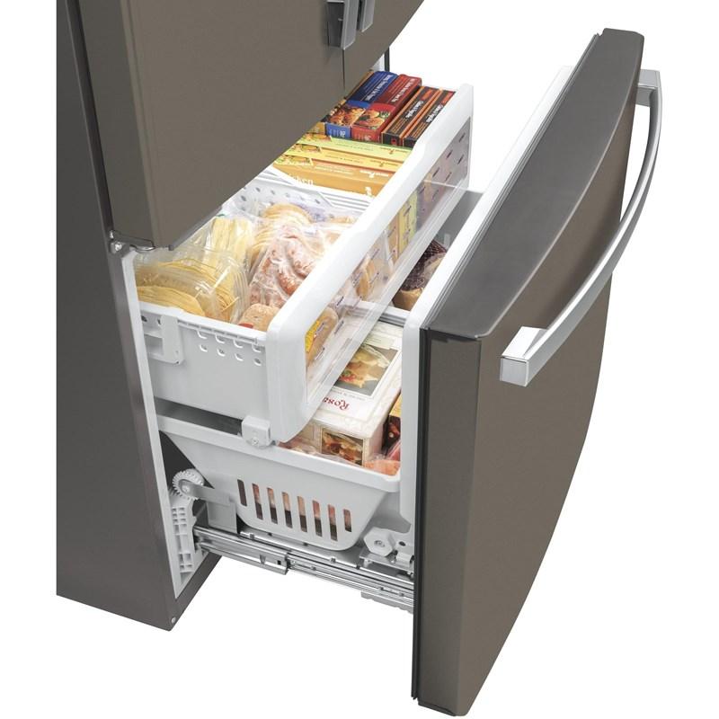 36-inch, 23.1 cu.ft. Counter-Depth French 3-Door Refrigerator with Interior Ice Maker (GWE23GMNES)