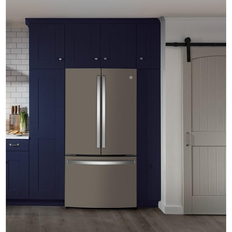 36-inch, 23.1 cu.ft. Counter-Depth French 3-Door Refrigerator with Interior Ice Maker (GWE23GMNES)