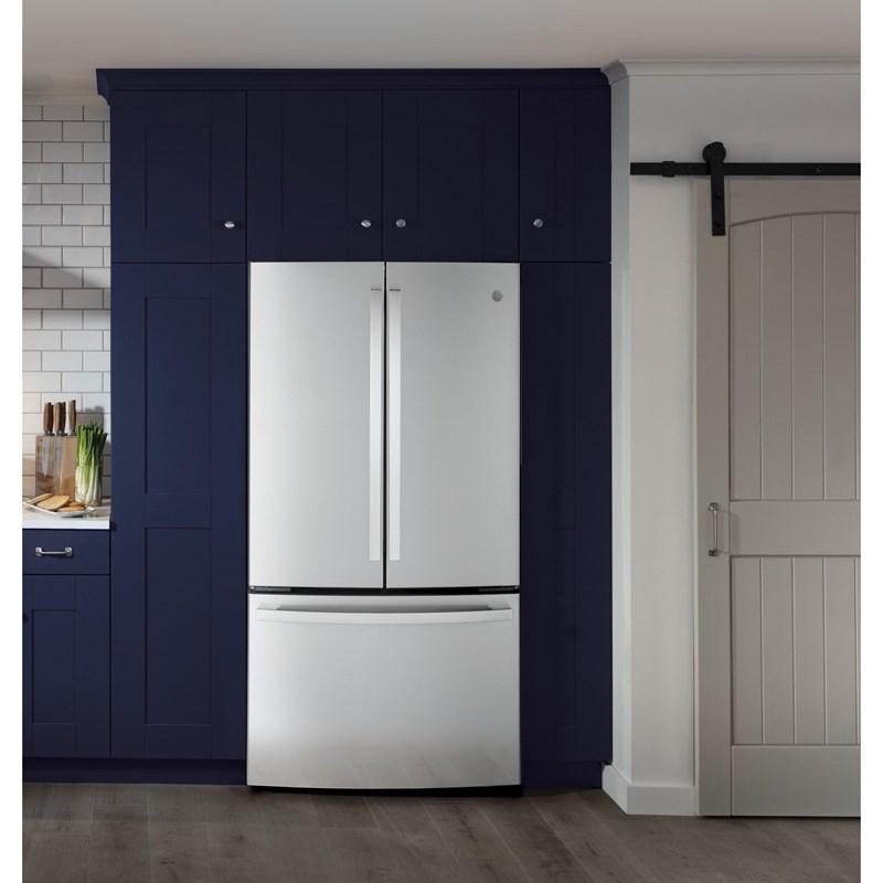36-inch, 23.1 cu.ft. Counter-Depth French 3-Door Refrigerator with Interior Ice Maker (GWE23GYNFS)