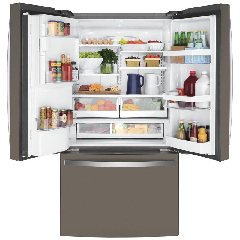 36-inch, 22.1 cu.ft. Counter-Depth French 3-Door Refrigerator with external water and ice dispensing system (GYE22GMNES)