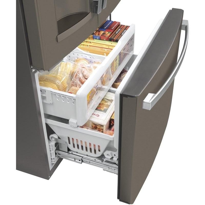 36-inch, 22.1 cu.ft. Counter-Depth French 3-Door Refrigerator with external water and ice dispensing system (GYE22GMNES)