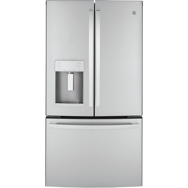 36-inch, 22.1 cu.ft. Counter-Depth French 3-Door Refrigerator with external water and ice dispensing system (GYE22GYNFS)