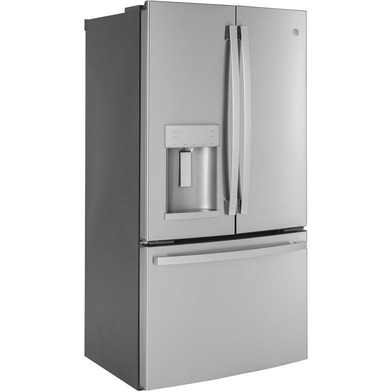 36-inch, 22.1 cu.ft. Counter-Depth French 3-Door Refrigerator with external water and ice dispensing system (GYE22GYNFS)
