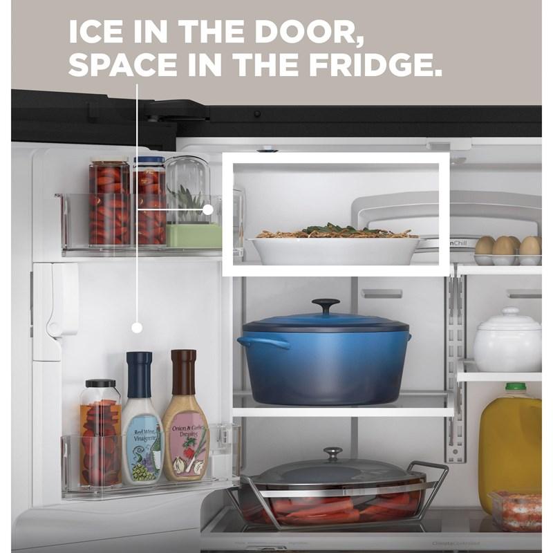 36-inch, 22.1 cu.ft. Counter-Depth French 3-Door Refrigerator with external water and ice dispensing system (GYE22GYNFS)