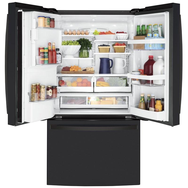 36-inch, 22.1 cu.ft. Counter-Depth French 3-Door Refrigerator with external water and ice dispensing system (GYE22GENDS)