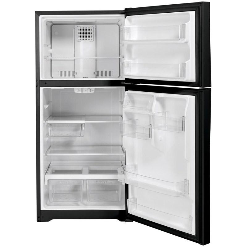 30-inch, 19.2 cu. ft. Top Freezer Refrigerator with edge-to-edge glass shelves (GTE19JTNRBB)