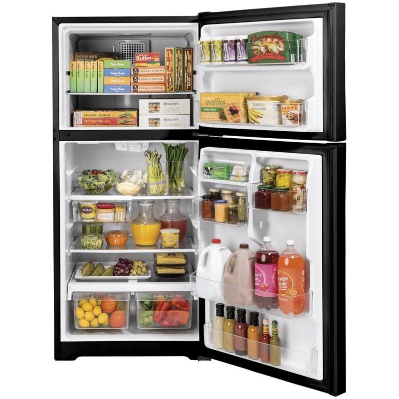 30-inch, 19.2 cu. ft. Top Freezer Refrigerator with edge-to-edge glass shelves (GTE19JTNRBB)