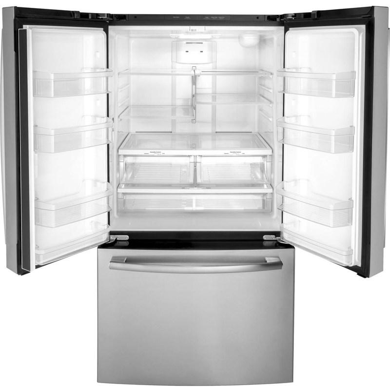 36-inch, 27 cu. ft. French 3-Door Refrigerator with Internal Water Dispenser (GNE27JYMFS)