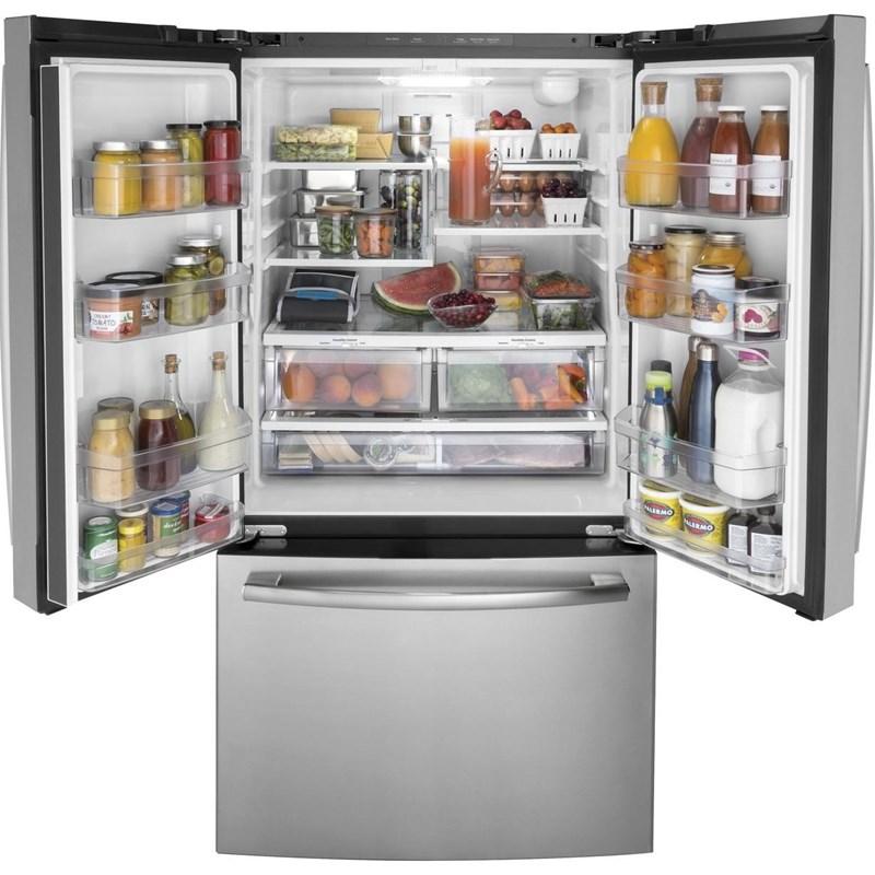 36-inch, 27 cu. ft. French 3-Door Refrigerator with Internal Water Dispenser (GNE27JYMFS)