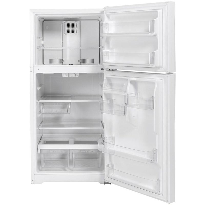 30-inch, 19.2 cu. ft. Top Freezer Refrigerator with edge-to-edge glass shelves (GTE19JTNRWW)