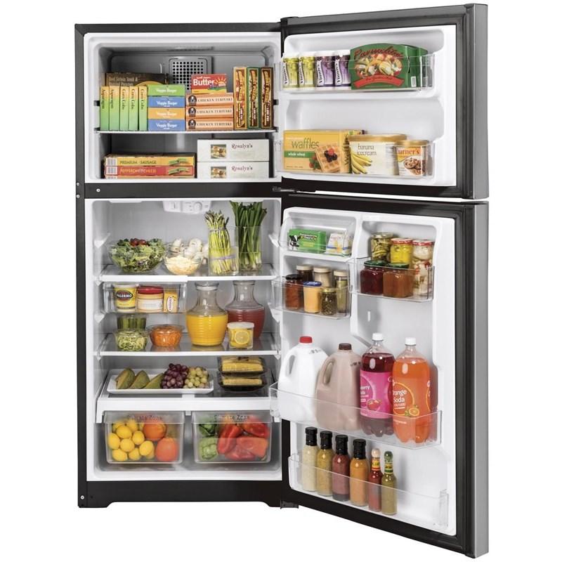 30-inch, 19.2 cu. ft. Top Freezer Refrigerator with edge-to-edge glass shelves (GTE19JSNRSS)