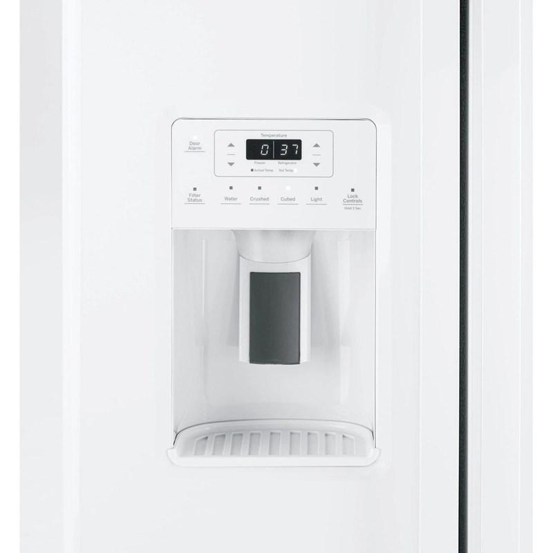 36-inch, 25.3 cu. ft. Side-by-Side Refrigerator with Water and Ice Dispenser (GSS25GGPWW)