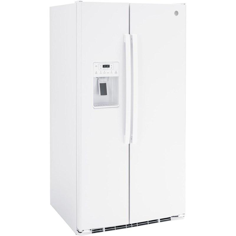 36-inch, 25.3 cu. ft. Side-by-Side Refrigerator with Water and Ice Dispenser (GSS25GGPWW)