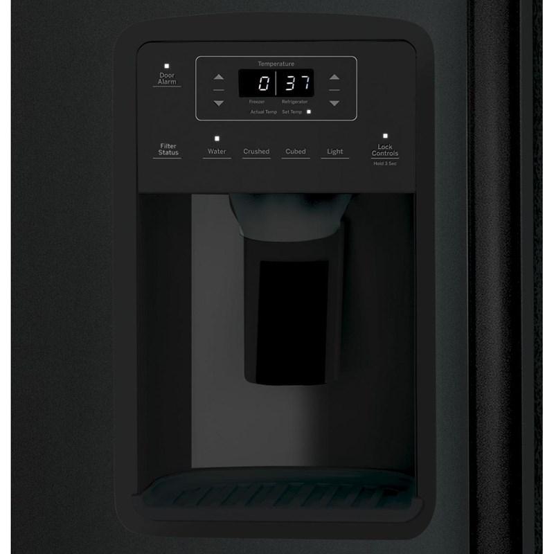 36-inch, 25.3 cu. ft. Side-by-Side Refrigerator with Water and Ice Dispenser (GSS25GGPBB)