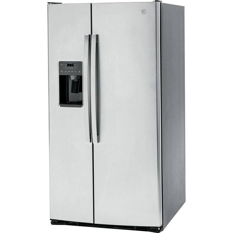 36-inch, 25.3 cu. ft. Side-by-Side Refrigerator with Water and Ice Dispenser (GSS25GYPFS)