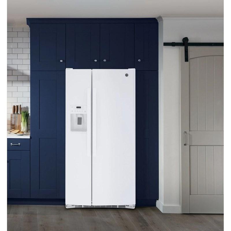33-inch, 23 cu. ft. Side-By-Side Refrigerator with Water and Ice Dispensing System (GSS23GGPWW)