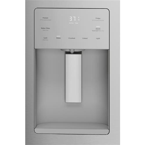 33-inch, 23.6 cu.ft. Freestanding French 3-Door Refrigerator with External Water and Ice Dispensing System (GFE24JYKFS)