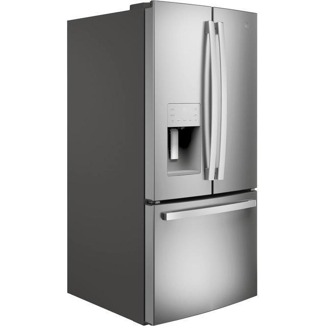 33-inch, 23.6 cu.ft. Freestanding French 3-Door Refrigerator with External Water and Ice Dispensing System (GFE24JYKFS)