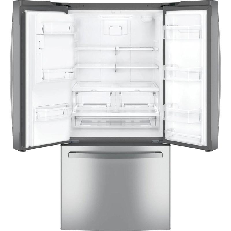33-inch, 23.6 cu.ft. Freestanding French 3-Door Refrigerator with External Water and Ice Dispensing System (GFE24JYKFS)
