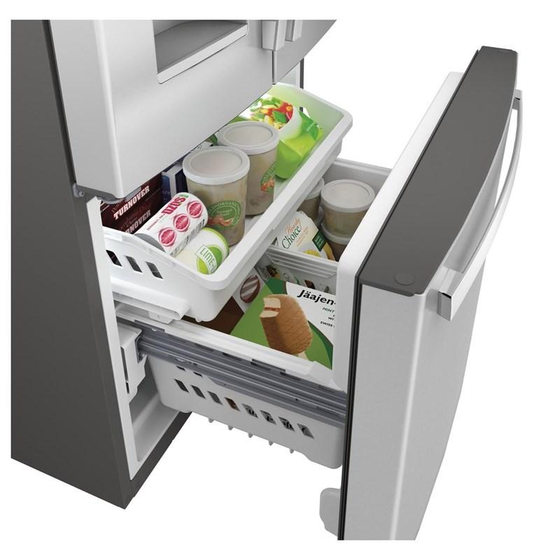 33-inch, 23.6 cu.ft. Freestanding French 3-Door Refrigerator with External Water and Ice Dispensing System (GFE24JYKFS)