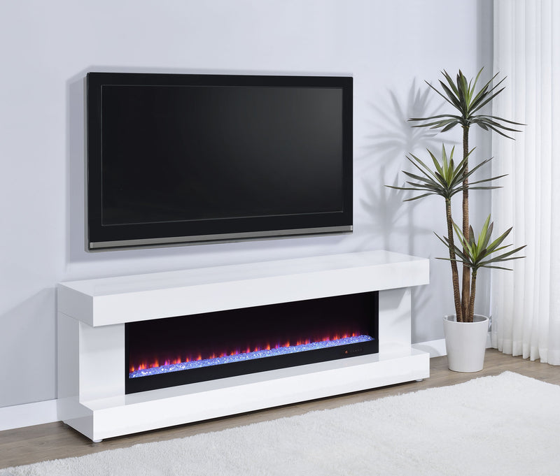 Mallory TV Stand Fireplace Console Bluetooth Speaker Black High Gloss
