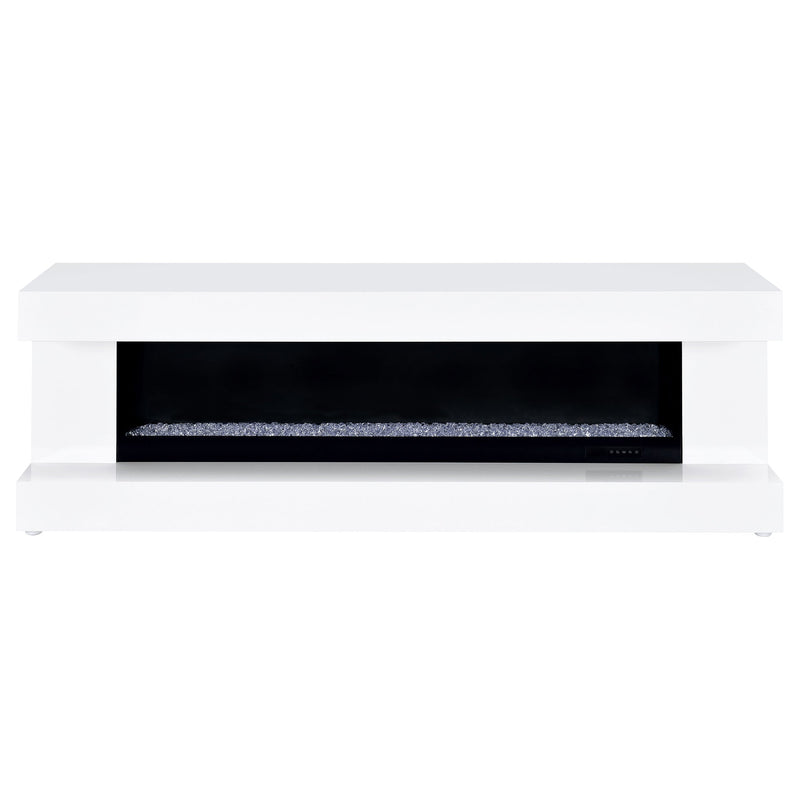Mallory TV Stand Fireplace Console Bluetooth Speaker Black High Gloss
