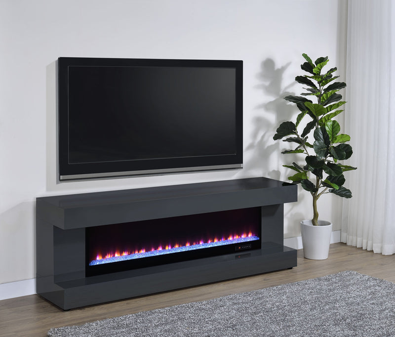 Mallory TV Stand Fireplace Console Bluetooth Speaker Black High Gloss