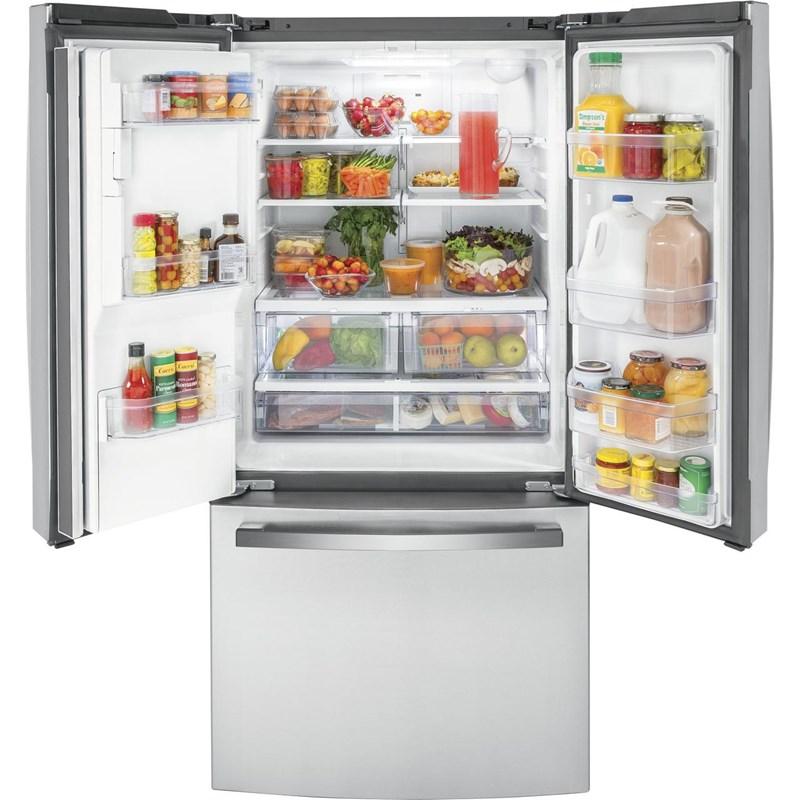 33-inch, 17.5 cu.ft. Counter-Depth French 3-Door Refrigerator with External Water and Ice Dispensing System (GYE18JYLFS)