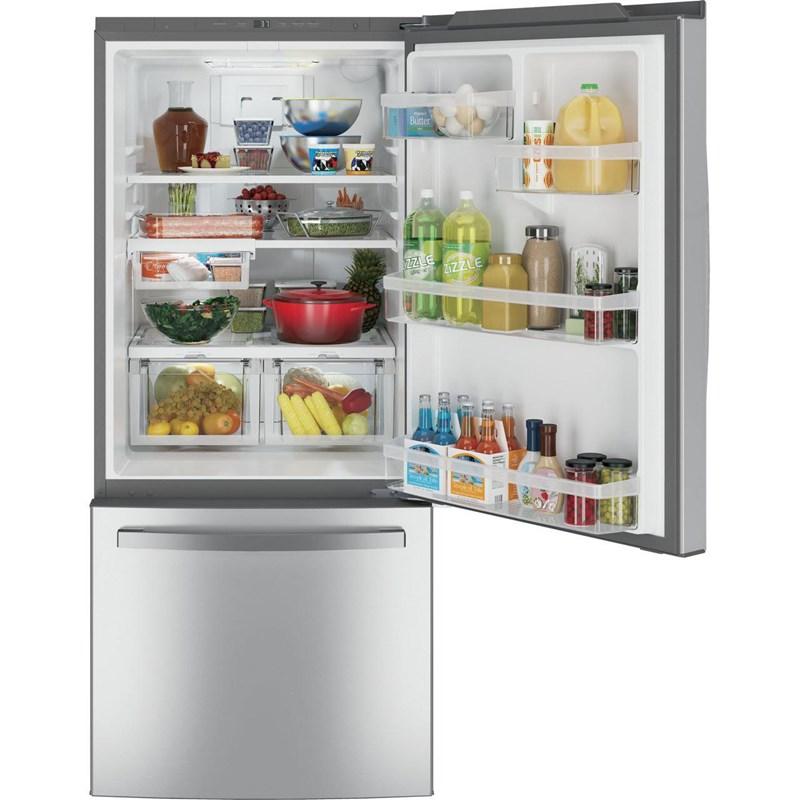 30-inch, 21 cu.ft. Freestanding Bottom Freezer Refrigerator with Interior Ice Maker (GDE21EYKFS)