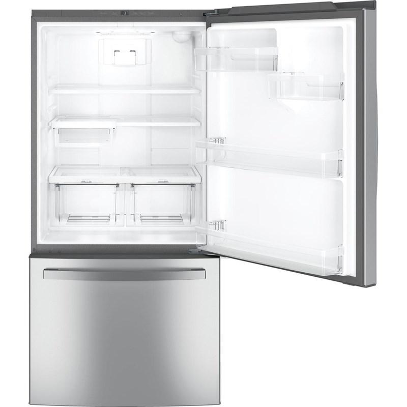 33-inch, 24.8 cu.ft. Freestanding Bottom Freezer Refrigerator with Interior Ice Maker (GDE25EYKFS)