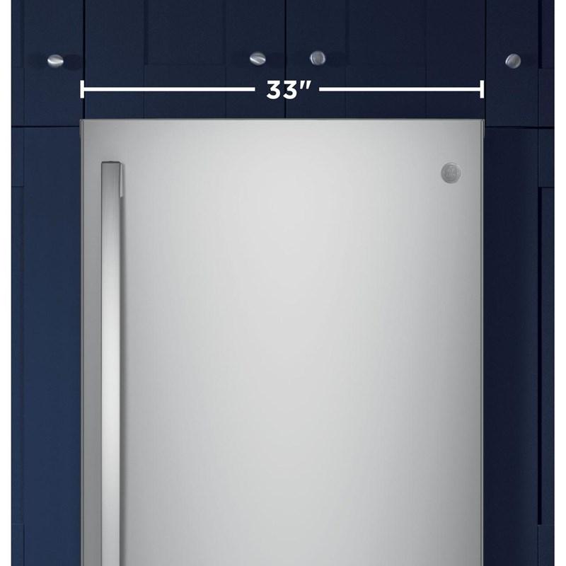 33-inch, 24.8 cu.ft. Freestanding Bottom Freezer Refrigerator with Interior Ice Maker (GDE25EYKFS)