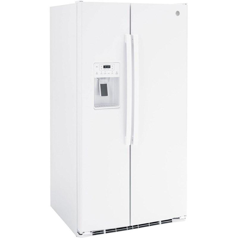 36-inch 25.3 cu.ft. Freestanding Side-by-Side Refrigerator with LED Lighting (GSE25GGPWW)