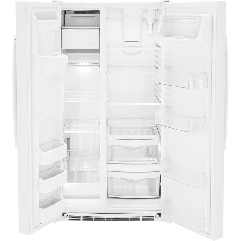 36-inch 25.3 cu.ft. Freestanding Side-by-Side Refrigerator with LED Lighting (GSE25GGPWW)