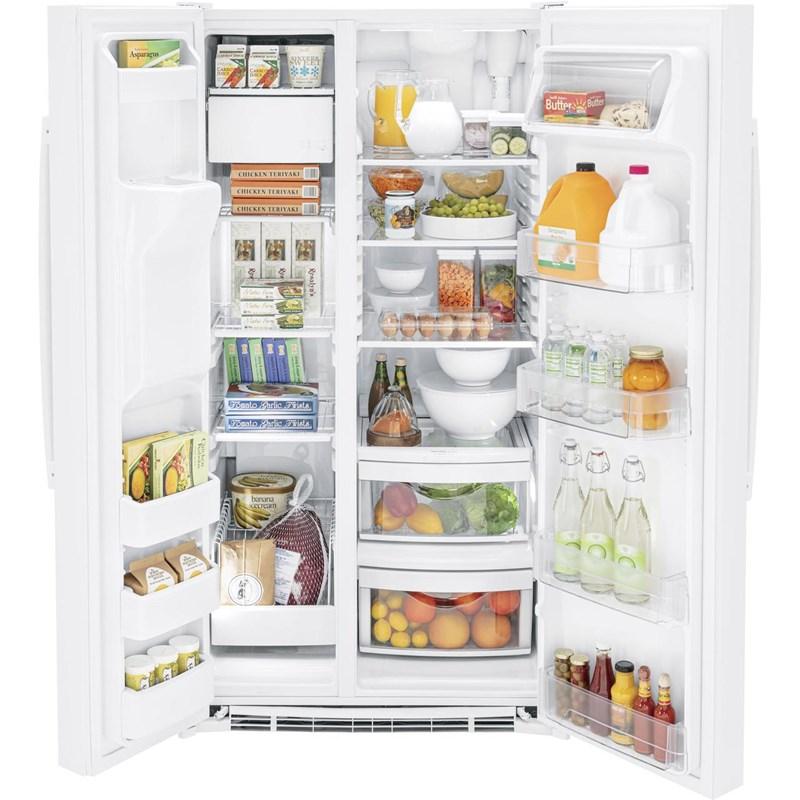 36-inch 25.3 cu.ft. Freestanding Side-by-Side Refrigerator with LED Lighting (GSE25GGPWW)