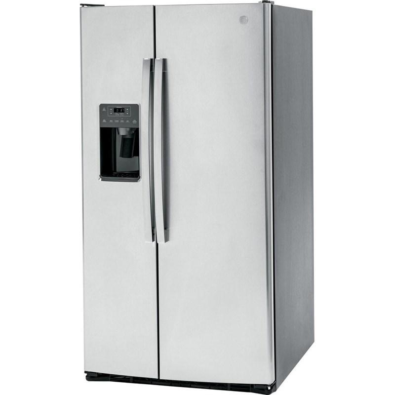 36-inch 25.3 cu.ft. Freestanding Side-by-Side Refrigerator with LED Lighting (GSE25GYPFS)