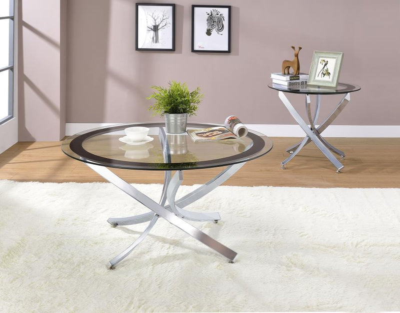 Brooke Round Coffee and End Table Set Brass