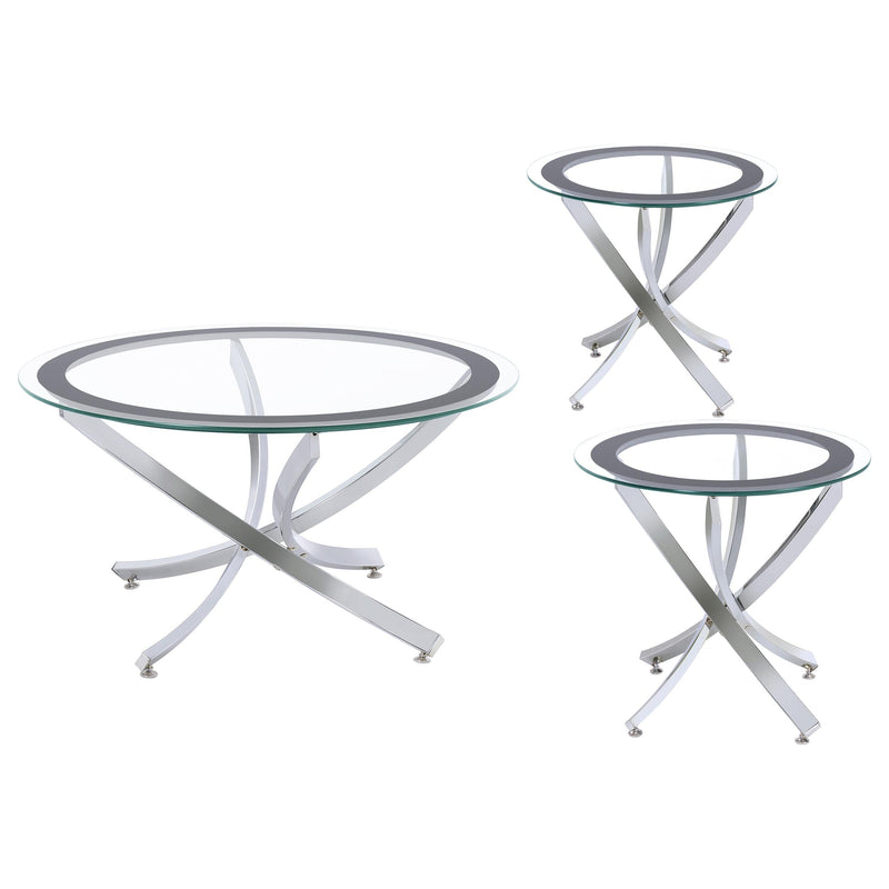 Brooke Round Coffee and End Table Set Brass