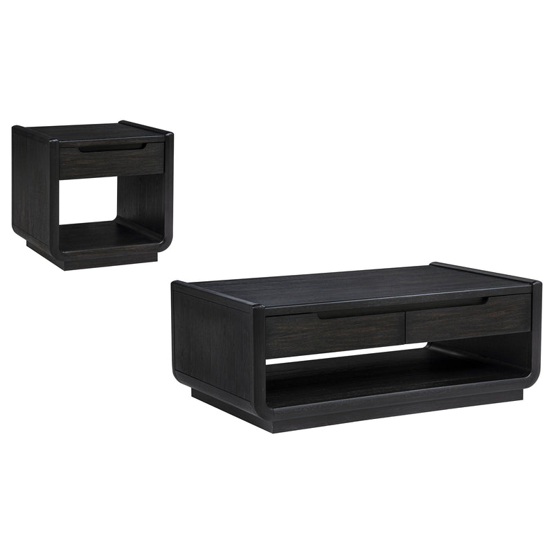 Leandro 2-drawer Wood Cocktail Coffee Table Burnished Black