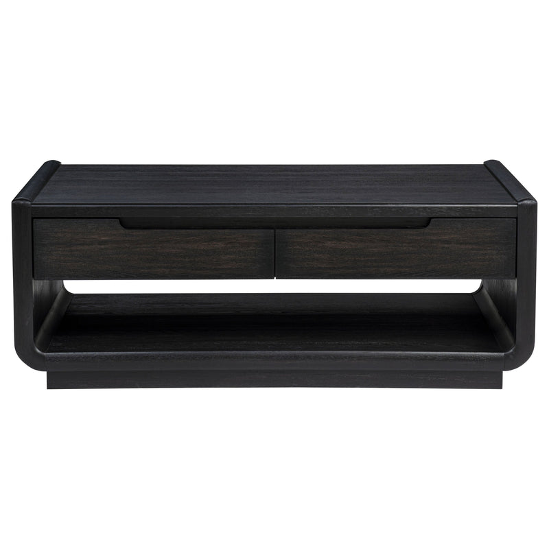 Leandro 2-drawer Wood Cocktail Coffee Table Burnished Black