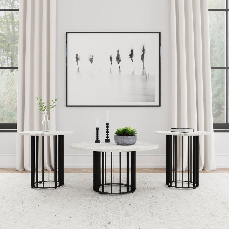 Haven Round Marble Coffee and End Table Set