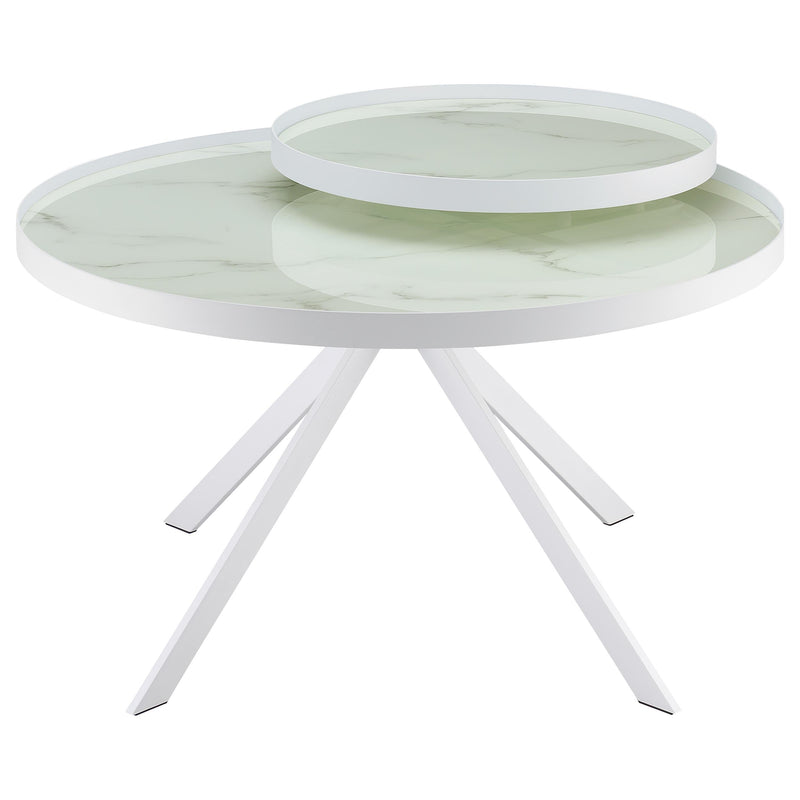 Briggs Round Marble Printed Glass Top Coffee Table