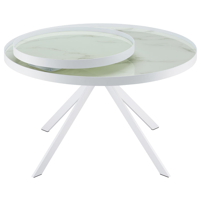Briggs Round Marble Printed Glass Top Coffee Table