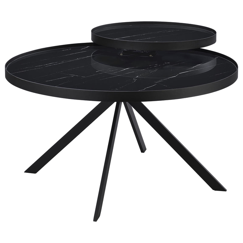 Briggs Round Marble Printed Glass Top Coffee Table